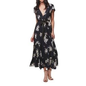 Free People medium grey floral tiered maxi dress